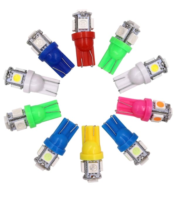 T10 w5w LED med 5st 5050SMD Gul-chip 12v DC 10-pack - Perfekt