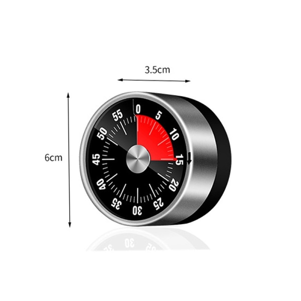 Visuell timer i rustfritt stål Mekanisk kjøkkentimer 60 minutter - Perfet Black