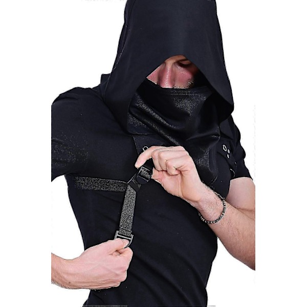 Punk Rogue Cowl Huva Halsduk, Vinter Unisex Nackvärmare Kostym Huva Cape Hatt-Perfekt Black