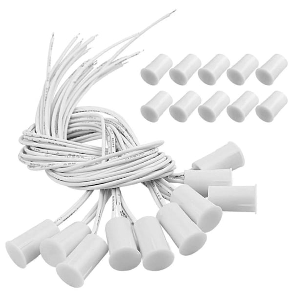 Magnetisk Dörrkontakt RC-33 NC Infälld Trådbunden Säkerhetsfönster Dörrsensor Larm Vit - (10 Set) - Perfekt