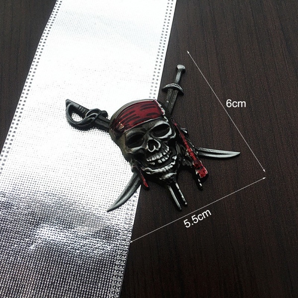 Car Styling 3D Metal Pirate Skull Emblem Badge Stickers Decals - Perfet Silver