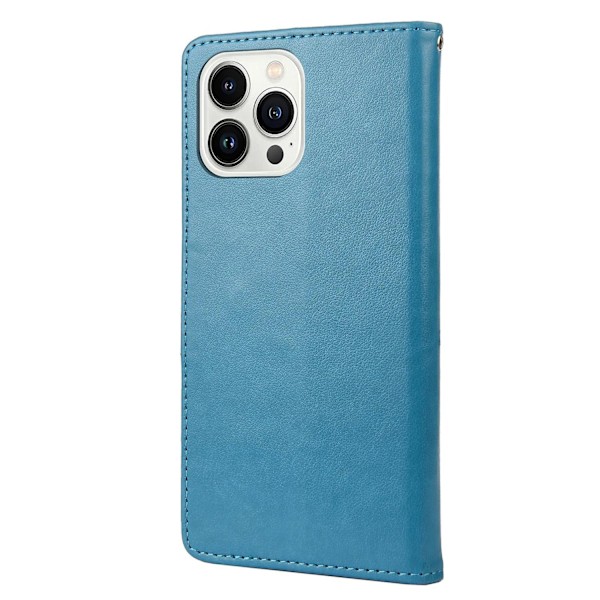 Fjärilsblomma PU-fodral Kompatibelt med iPhone 14 Pro-Perfet Blue
