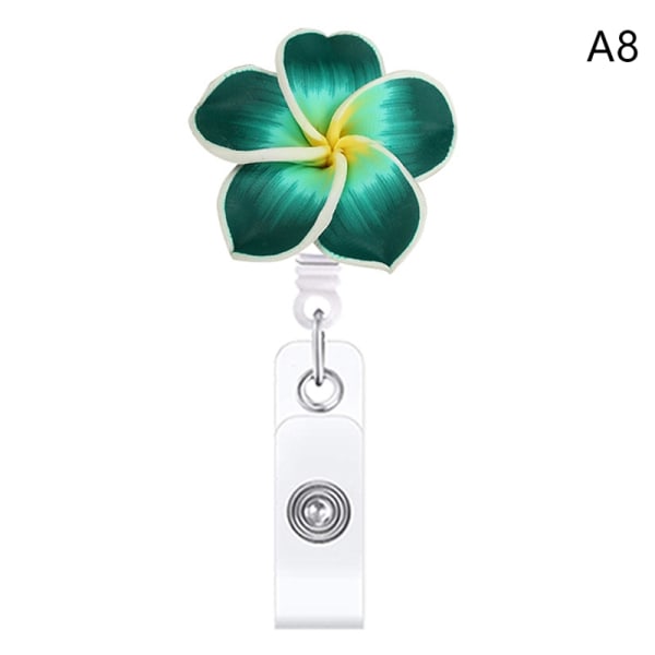 Flower Shape Badge Reel Clip Infällbar ID-kort Badge Hållare N - Perfet A8