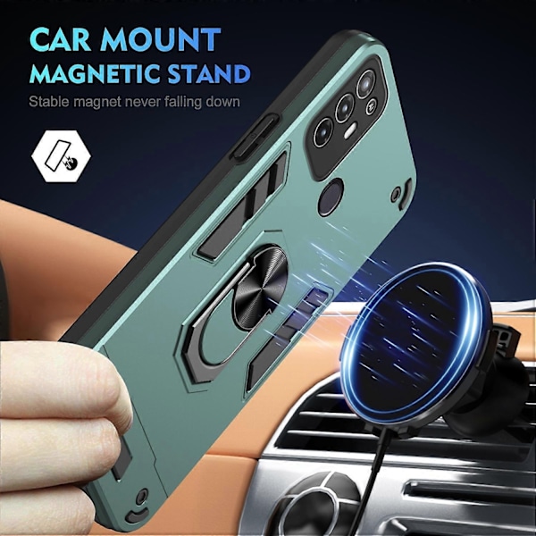 Stødsikkert Telefoncover med Metal Ringholder - Perfekt Green Compatible with Blade A52
