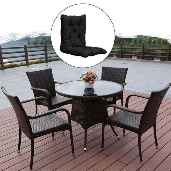 Høy Rygg Tufted Puterstatning Ute Innendørs Terrasse Sitteputer - Perfekt Black
