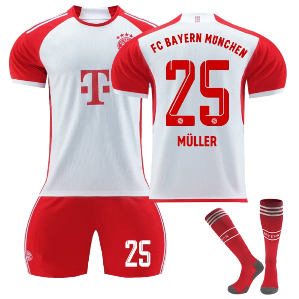 23-24 Bayern München fotballskjorte for barn nr. 25 Müller - Perfet 28