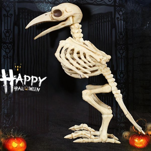 Skeleton Raven Dyreskeletknogler i plast til gyser Halloween dekoration