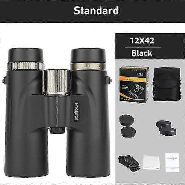 12x42 Kikare Professionell HD Teleskop Kraftfull Lång Räckvidd BAK4 Prisma för Jakt Utomhus Camping-Perfekt Black Standard