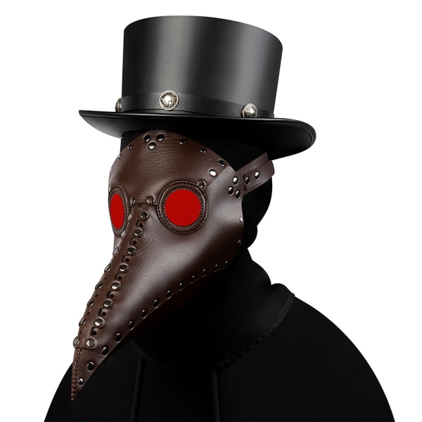 Halloween Plague Doctor Mask -asu Lintu pitkän nenän nokan rekvisiitta - täydellinen brown