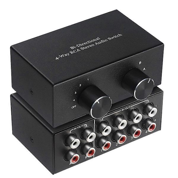 Bi-Directionel 4-vejs Stereo Audio Switch L/R Audio Switcher-Perfet