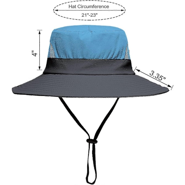 Solhatt för damer, sommar, strand, bred brätte, UV-skydd, hopfällbar hästsvanshinkhatt från inHan-Perfet Blue