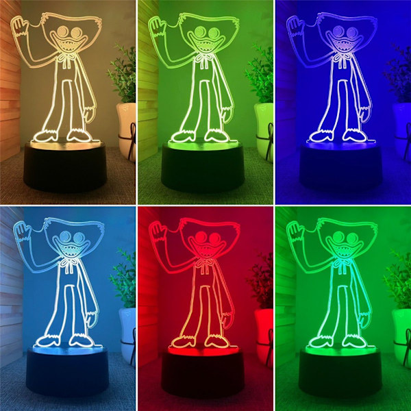 Poppy Playtimes 3D LED Huggy Wuggy Natlampe Model Decor Present - Perfet
