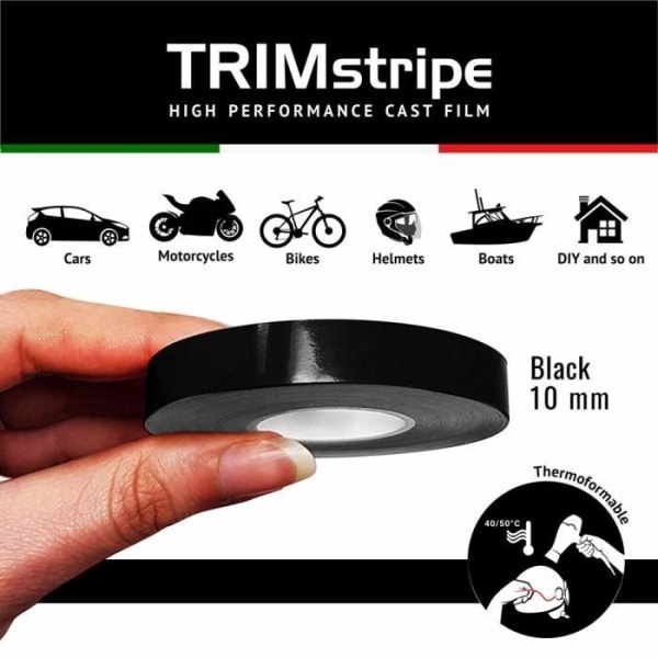 Trim Stripes självhäftande remsor för bilar, svart, 10 mm x 10 mt- Perfet