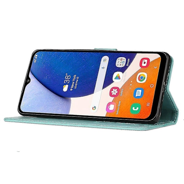 Kompatibel med Samsung Galaxy A55 5G Sommerfugl Læder Etui Telefon Cover med Stand Wallet-Perfet Baby Blue