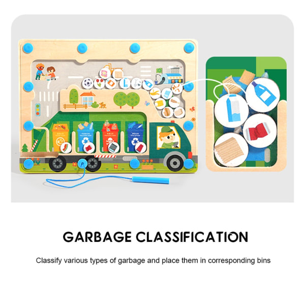 Magnetisk affaldssortering spilleplade Sjovt puslespil Montessori-legetøj til drenge, piger, børn 1PCs