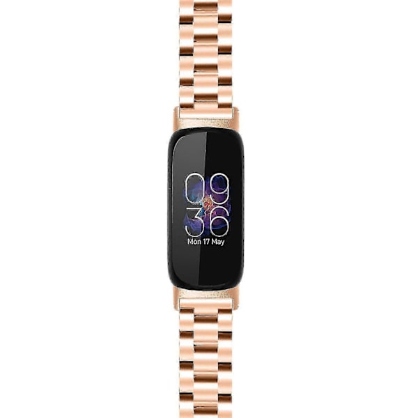 Armband för Fitbit Inspire 3 Rostfritt Stål 3 Pärlor Ersättningsarmband för Smartklocka - Perfet Rose Gold