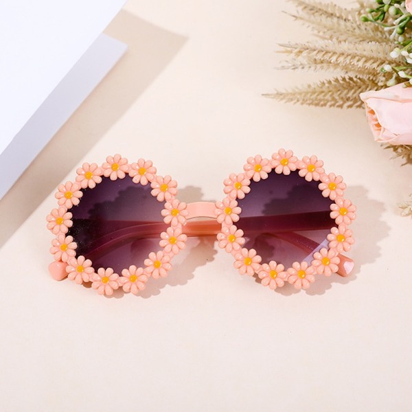 Børne Solbriller Børne Runde Blomster Solbriller - Perfet Pink