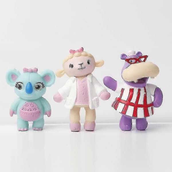 2024 12 st/set Doc Mcstuffins Figurer leksaker Doktor Lambie Får Stuffy Drake Hallie Hippo Chilly Snögubbe Modell Dockor Barn Present-Perfekt