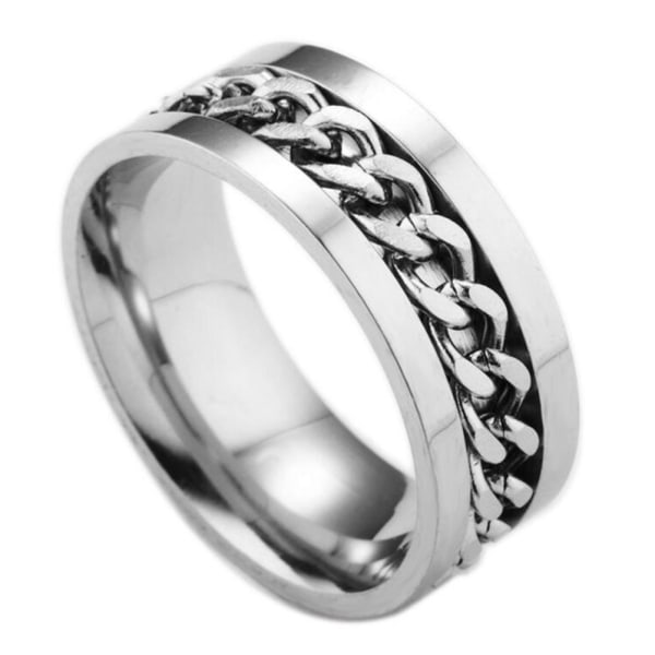 Kvinnor Män Stål Roterbar Kedjeband Ring Finger Spinner Ring - Perfet Silver 12