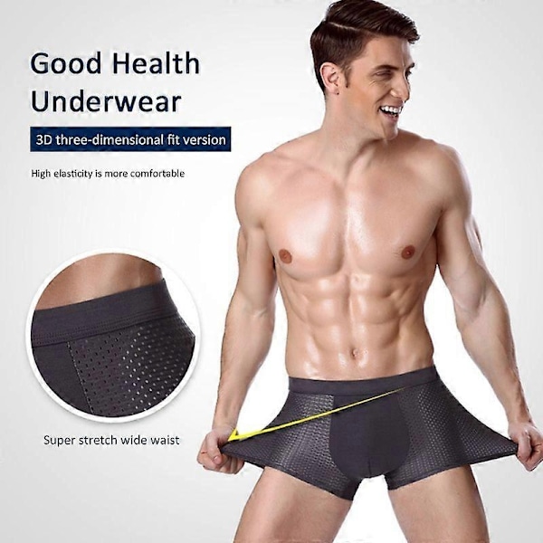 4-pakning Herre Bambus Myke Undertøyshorts Sommer Ice Silk Mesh Boxer Briefs-Perfet Grey XXL