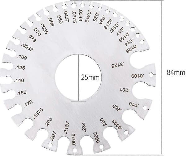Rustfrit stål trådmåler tykkelsesmåler rund trådtester 2-sidet lineal måler diameter værktøj - Perfekt