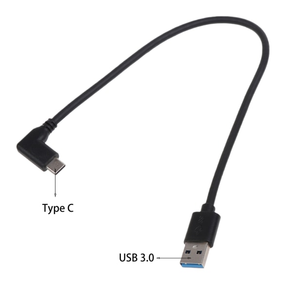 90 graders USB C-kabel 0,98 fot kort högervinkel typ C Laddare USB C till USB 3.0 Antioxidationskabel Laddningslinje - Perfet