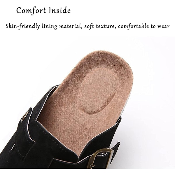 Korkeslippers for kvinner, myke tresko for kvinner, tresko for kvinner - mules hussslippers med buesupport og justerbar spenne - perfekt Brown EUR39