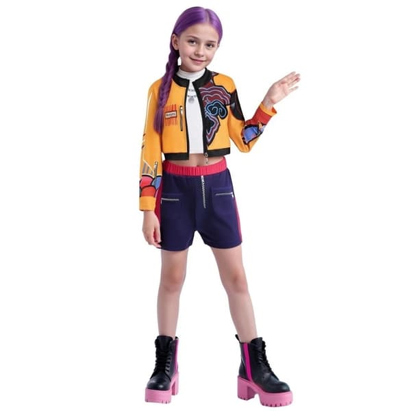 2025 Demon Hunter K-Pop Kostym | Halloween Flickor Cosplay Kostym (Skor Ingår Ej)-Perfekt 150cm