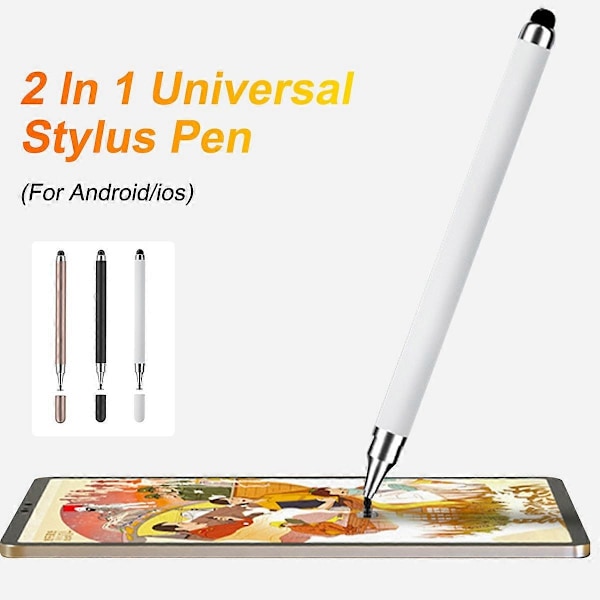 Universal Tegnestift Kompatibel med iOS Android Touch Penn Kompatibel med iPhone iPad Samsung Xiaomi Nettbrett Smarttelefon Blyant-Perfekt White