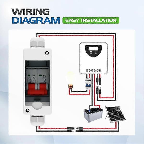 Solcellepanel Koblingsbryter, 32A DC 1000V Bryterboks PV Koblingsbryter med IP65 Vanntett Boks-Perfet DC 500V