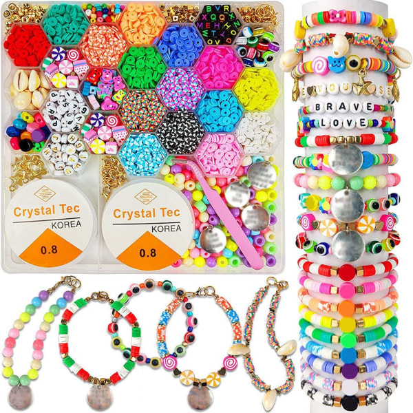 DIY farverige perlesæt Håndlavede perlearmbånd til tilbehør til piger 4000PCS