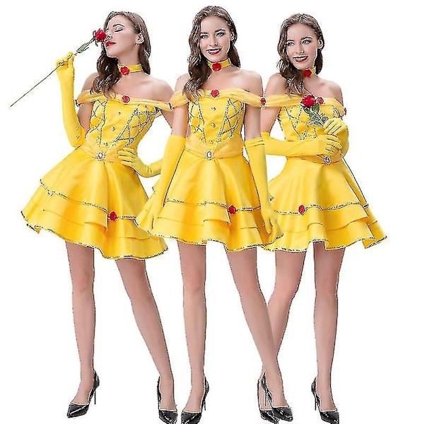 2022 Halloween Belle Prinsessa Mekko Aikuisten Kaunotar ja Hirviö Bell Mekko Cosplay Lavasteasu-Perfet L