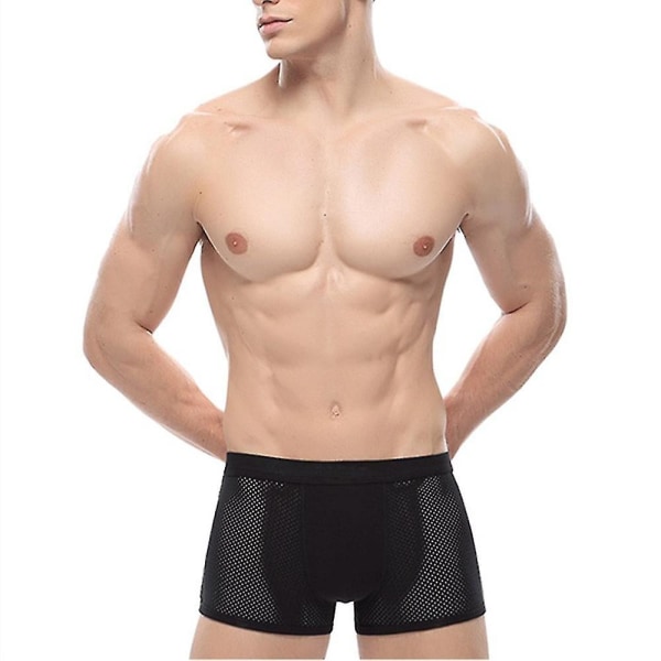 Miesten hengittävä mesh Bokserit Alusvaatteet Saumattomat alushousut - täydelliset 3XL Black