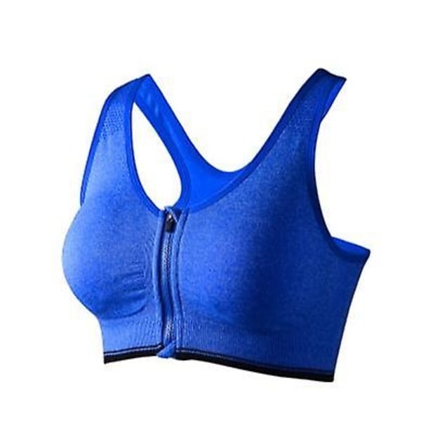 Kvinnors Front Zip Ports BH Trådlös Post Surgery BH Active Yoga Ports BH - Perfet Dark blue S