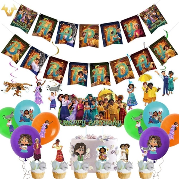 Disney Encanto bursdagsfestdekorasjoner Bannerkaketilbehør - Perfet