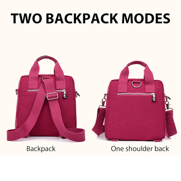Casual nylon, iso matkalaukku, vedenpitävä käsilaukku, kaksisuuntainen kuluminen - Perfet Fuchsia