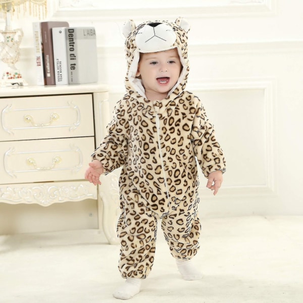 Småbørnsdinosaurkostume Sødt hættekostume til børn Halloween - Perfet 18 24 Months Leopard