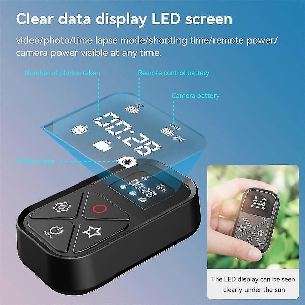 T10 80m Bluetooth-kaukosäädin Yhteensopiva Hero 11 10 9 8 Maxin kanssa Yhteensopiva älypuhelimen toimintakameran kanssa Langaton Rem-Perfet