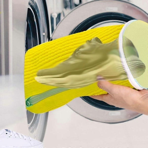 Vaskesekk for sko i bomull, vasknett for fluffy fiber, fjerner smuss enkelt og forhindrer deformasjon, perfekt Gery 1pc