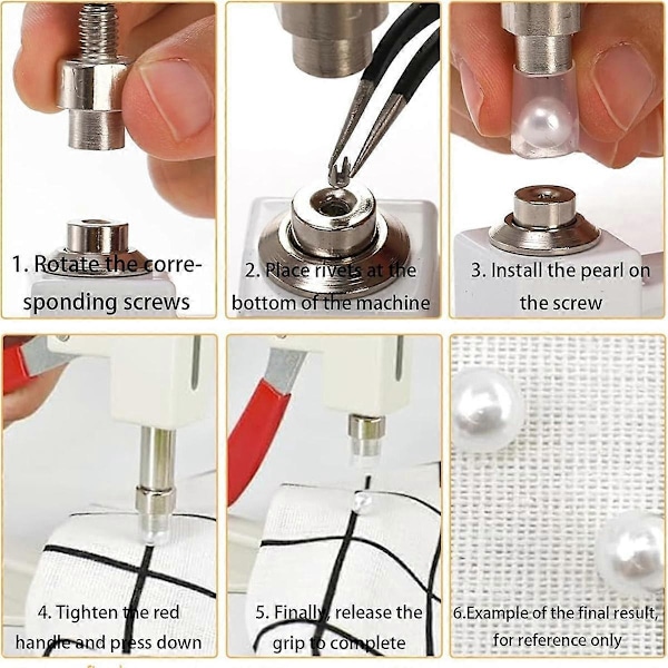 Pärlinställningsmaskin, Pärlnippel Fixeringsmaskin, 5 Storlekar, Hatt Handpress Pärlinställningsverktygssats, DIY Tillbehör - Perfet