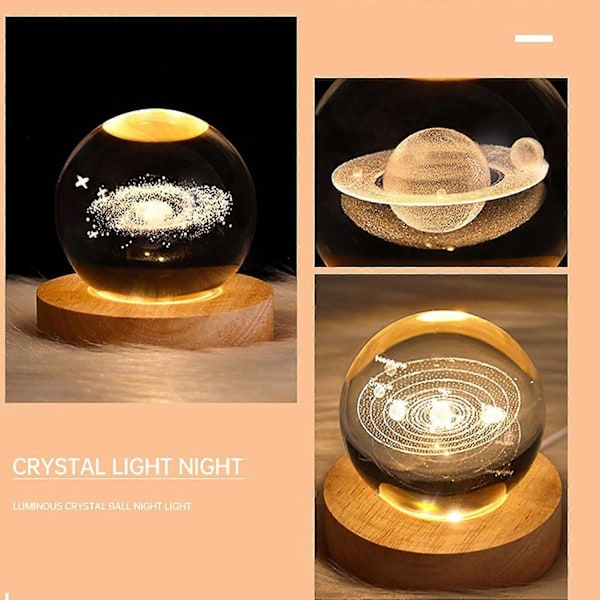 3D Galaxy Krystallkule, Glass Galaxy Kule Nattlys Romlampe leketøy Planet Modell-Perfekt