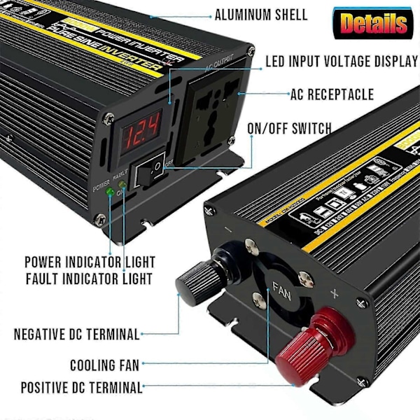 8000w/10000w Puhdas Siniaaltovirta Muuntaja Jännite Muuntaja Älykäs Digitaalinen Näyttö Auto Koti Ulko Dc12v 24v 48v 60v -220v Muunnin ZD.16 60v 4000W