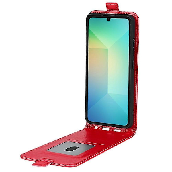 Kompatibel med R64 Tekstur Vertikal Flip Lær Telefonveske-Perfet Red For Samsung Galaxy A06 5G