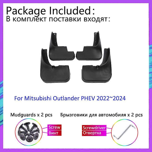 Kompatibel med Mitsubishi Outlander PHEV GM GN ZM 2022 2023 2024 Skvettlapper foran og bak Hjulskjerm Mudflap Sprutbeskyttelse Biltilbehør - Perfekt NO logo
