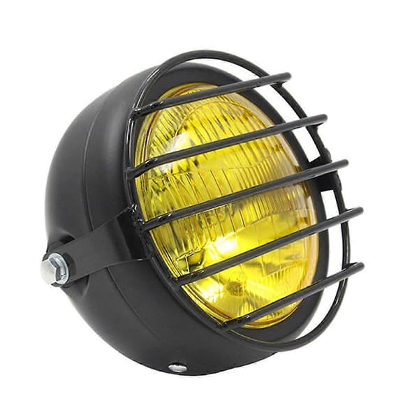 Retro Vintage Motorcykel Universal Sidemontering 35W 6,5 Tommer Gul Forlygte Cafe med Grill-Perfet