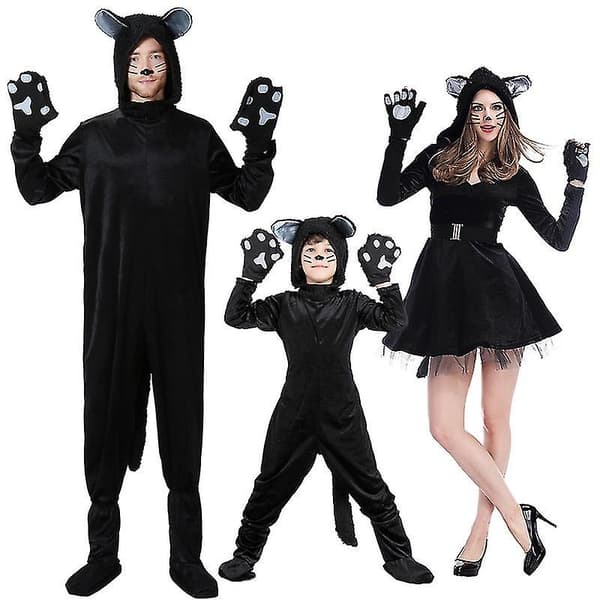 Barn Cosplay Set Svart Katt Djurdräkt - Perfekt 130 140cm
