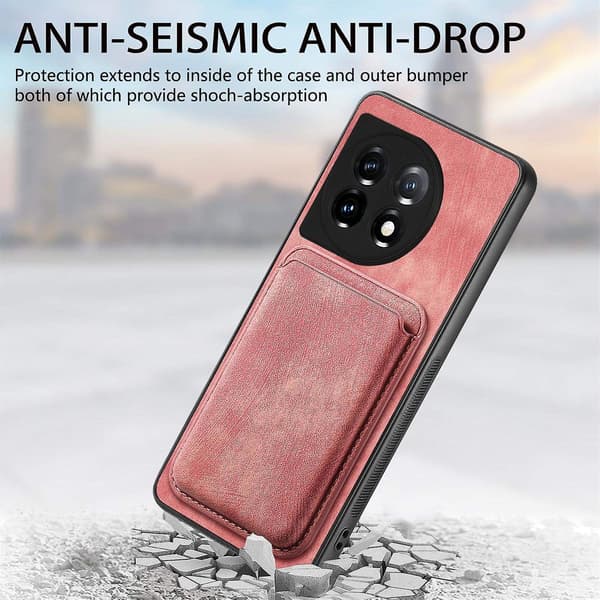 Magnetisk kortholder telefoncover til OnePlus 12 5G - Perfekt Pink