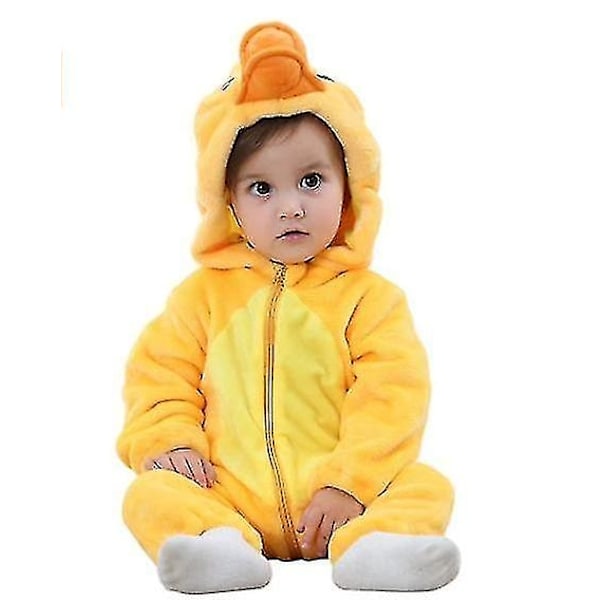 Unisex Baby Dyre Kostume Vinter Efterår Flannel Hætte Cosplay Jumpsuit-Perfet Duck 80