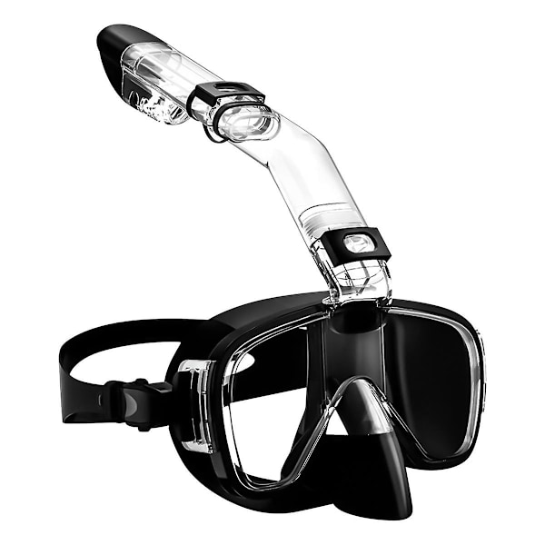 Hopfällbar snorkelmask Dykmask Set med torr och kameramontering, Anti-fog Professionell Snorkling G-Perfet