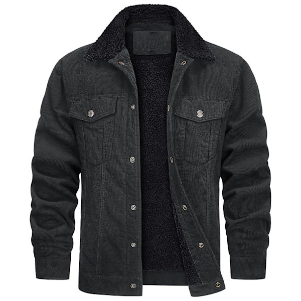 Herrar Jacka 2023 Ny Corduroy Krage Långärmad Plysch Lös Casual Herrjacka - Perfekt black2 M